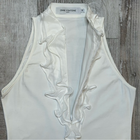 Anne Fontaine Stilla White Ruffle Sleeveless Blouse Womens size Small French 38 - Picture 4 of 10